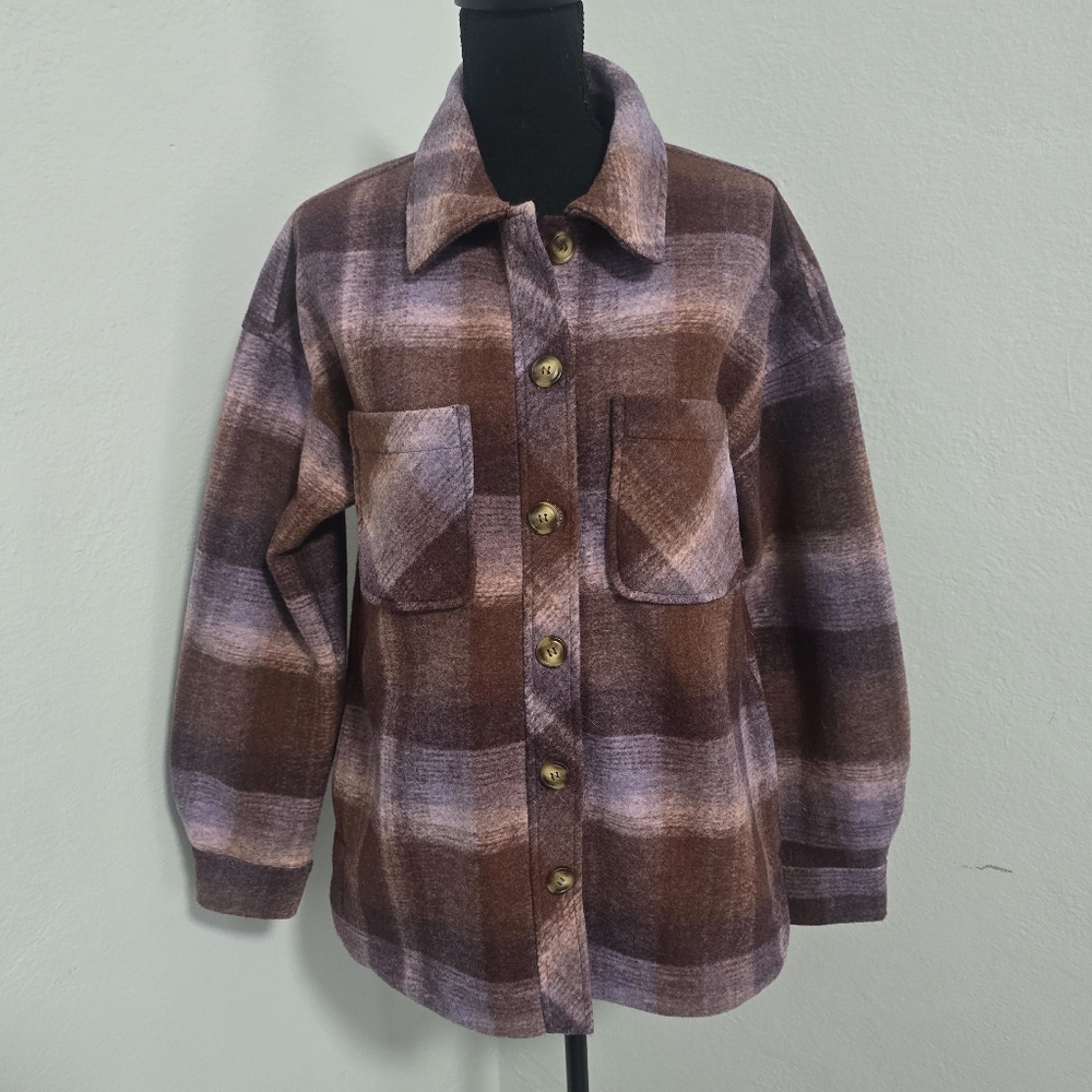 BE COOL Plaid Shirt in Brown and Purple S/M